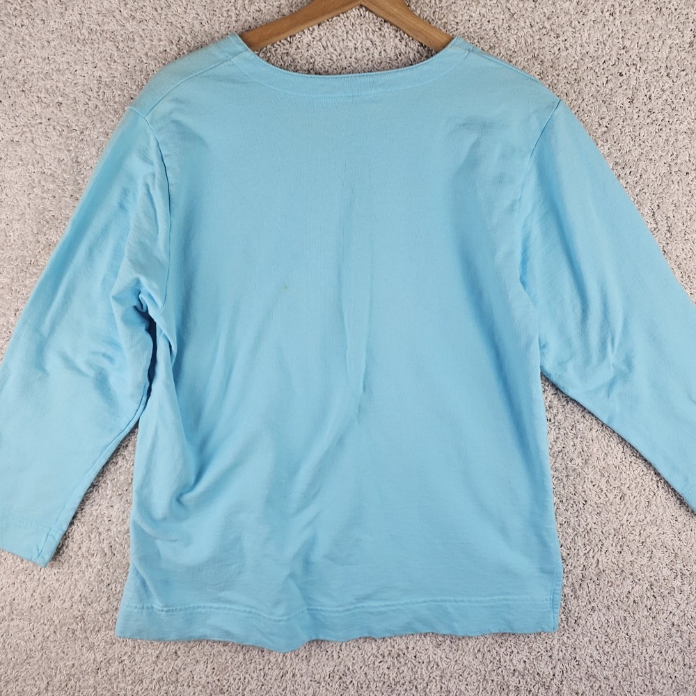 Vintage Fresh Produce Long Sleeve Graphic Blue Vibrant Fish Shirt Sz M Made USA - Picture 2 of 9